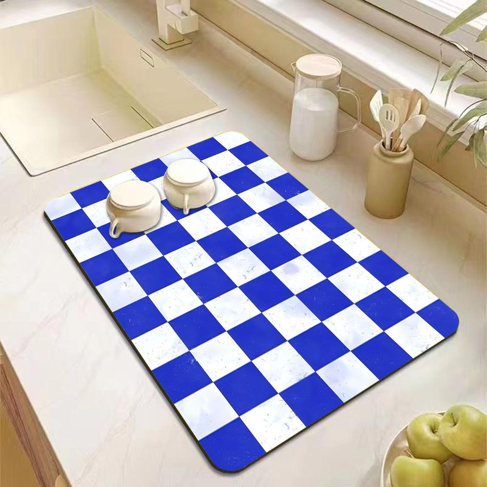 Alfombrilla de Goteo para Máquina con Patrón de Tablero de Ajedrez Suela de Goma Antideslizante Anti-Suciedad para Cafetera Fregadero de Cocina Encimera de Baño