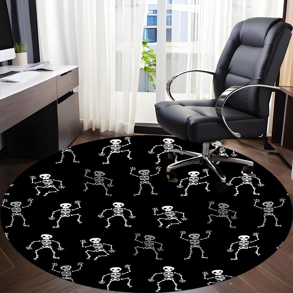 1pc Skeletoons Chair Carpet for Office, Indoor Non Slip Washable Polyester Fiber Carpet,