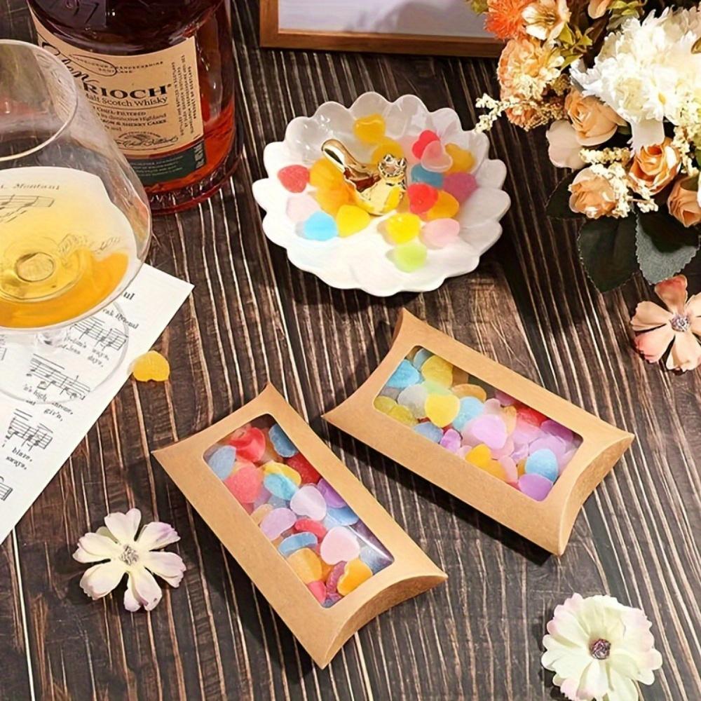 35pcs Creative Pillow Window Wedding Candy Boxes Exquisite Compact Gift Boxes Kraft Paper Box Cookie Box Packaging Box Wedding Gift Box Wedding Stuff