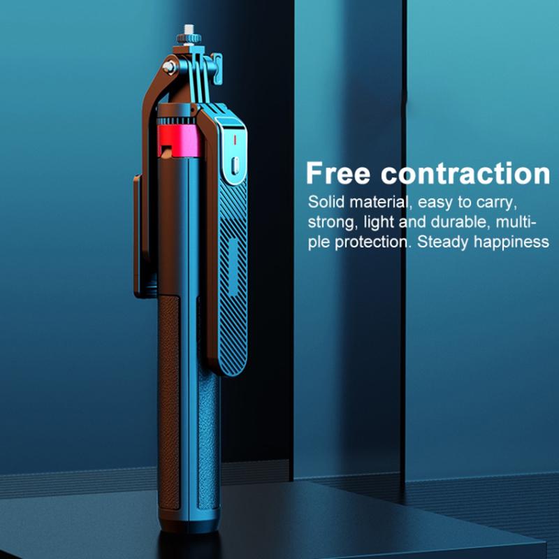 

P185 1.8m Telescopic Selfie Stand 4-Leg Vlogging Portable Tripod Stand Holder for Cell Phone,Ring Light Type A