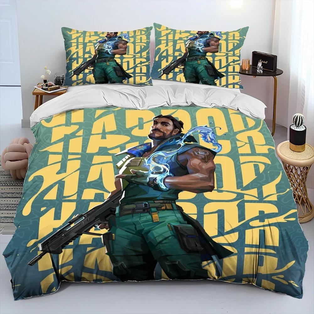 3D VALORANT Game Gamer Cartoon Comforter Bedding Set,Duvet Cover Bed Set Quilt Cover Pillowcase,king Queen Size Bedding Set Kid