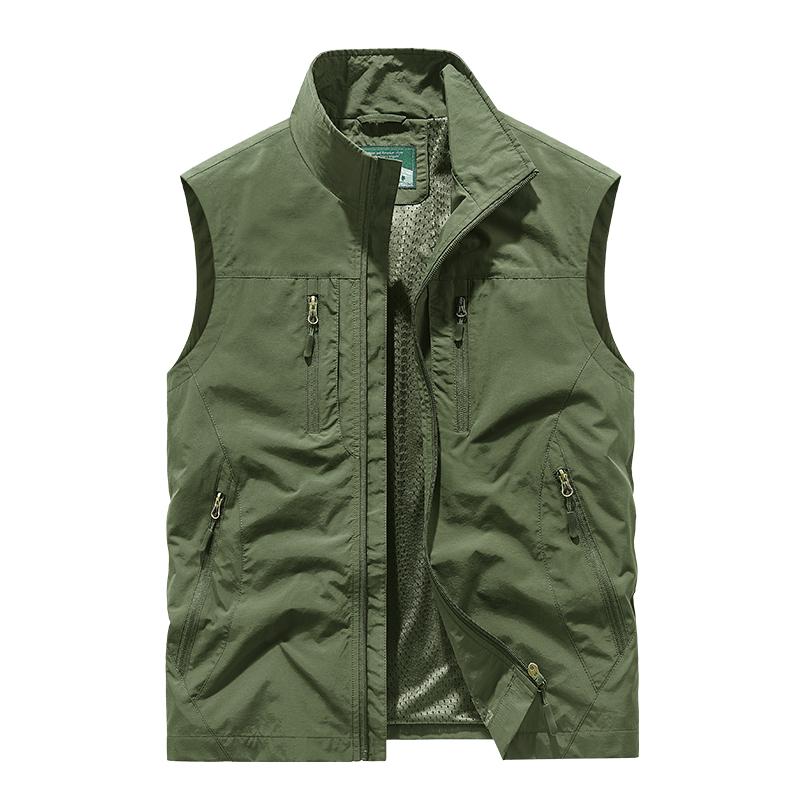 6XL Plus Size Men's Summer Outdoor Hiking Vest Tactical Multi-pocket Lightweight Soft Shell Utility Travel Safari Cargo Vest Men