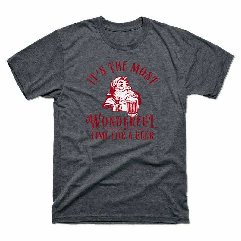 Santa Claus It The Most Wonderful Time for A Beer Funny Short Sleeve T-shirt S
