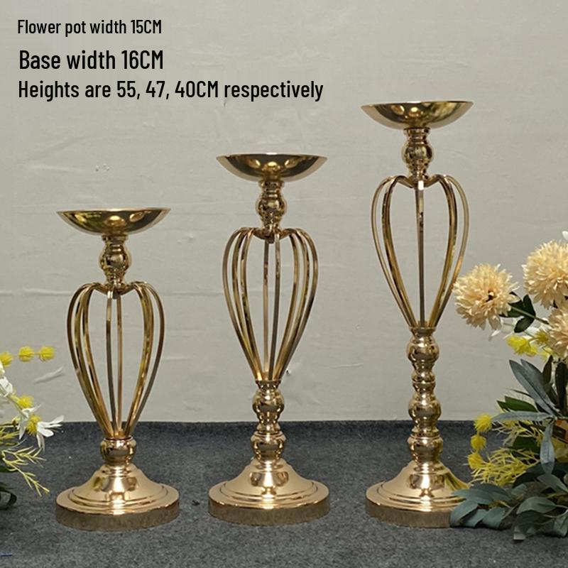 Golden European Iron Art Flower Stand for Wedding Decor and Sign-in Table