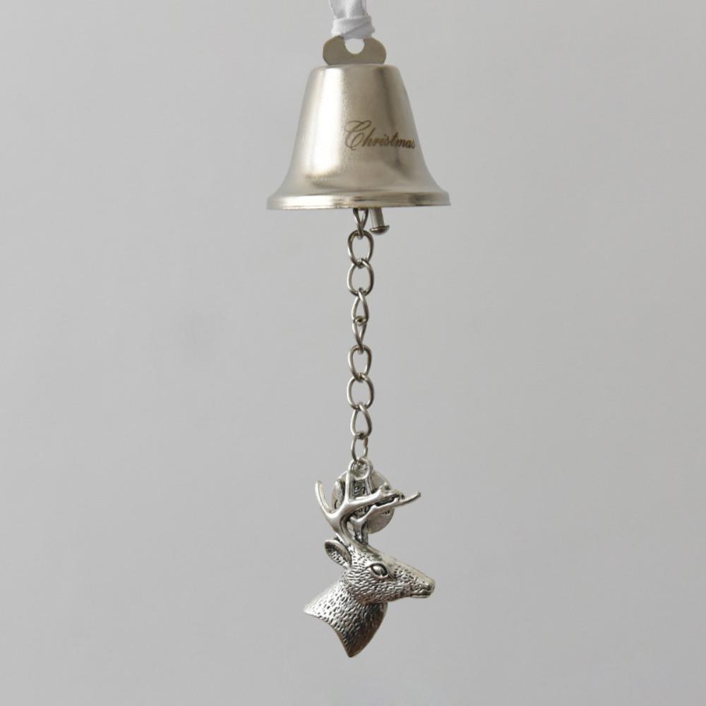 

Retro Silver Christmas Bell Ornament Iron DIY Xmas Jingle Bells Holiday Decoration with Ribbon Christmas Tree Pendant