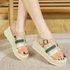 Petite Sandals Roman Style Round Head Thick Bottom Sandals Retro Hollowing Weaving Baotou Women's Shoes College Style Hollow Shoes