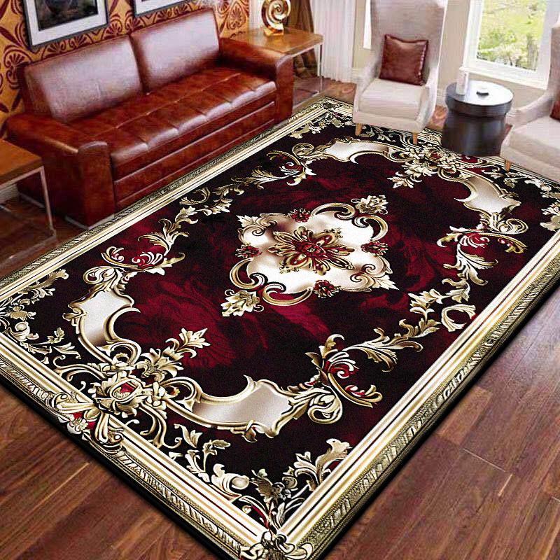 Červené Retro Velké Plošné Koberce Obývací Pokoj Evropská Dekorace Domova Koberec do Prostoru pod Pohovku Nádherný Ložnicový Protiskluzová Podložka na Podlahu Pratelný