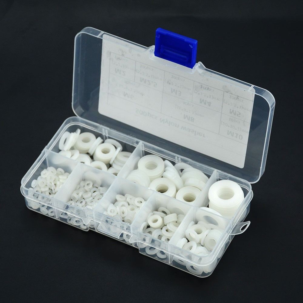 500Pcs 8 Sizes Plane Spacer Seals O Ring Assortment Kit Insulation Gasket Ring New Nylon Washer