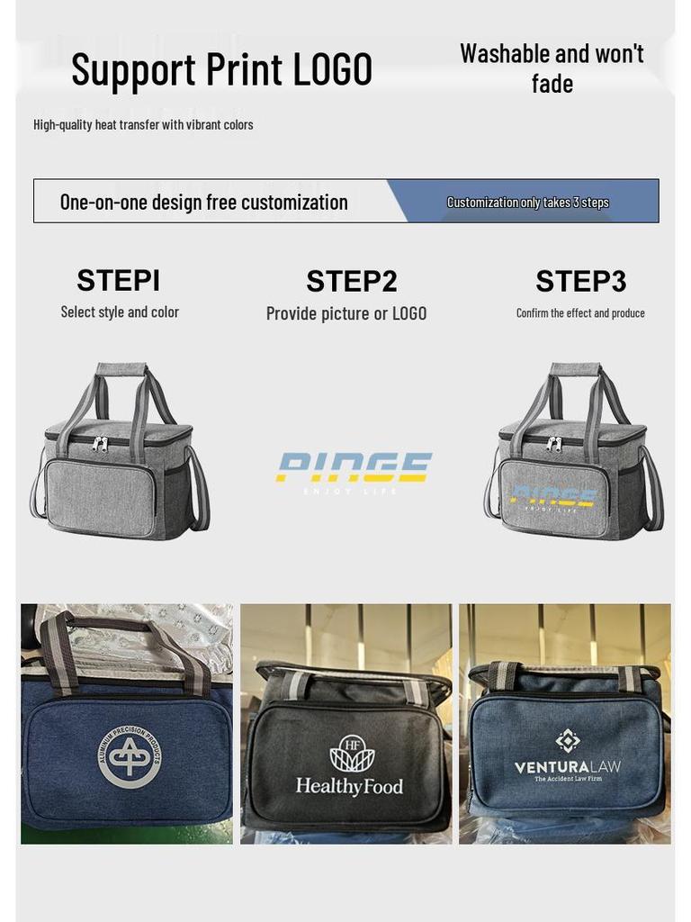 Portable Oxford Cloth Insulated Lunch Tote - Large Capacity Ice Pack Bag for Outdoor Use