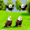 4Pcs Mini Eagle Figurines Miniature Resin Animal Ornaments Mini Bald Eagle Collectibles for DIY Craft Accessories Fairy Garden Decoration
