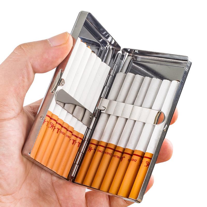 10cm Portable Metal Cigarette Case with Mirror - Double-Sided, Fashionable Smoking Set