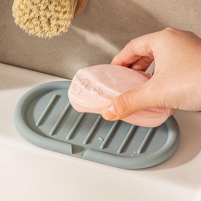 15*9cm Soap Holder Silicone Automatic Drainage Design Melt-Proof Anti-slip Organizer Pad For Kitchen Bathroom Laundry Soap Dish