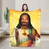 Saint Jesus Snoop Dogg Blankets Flannel Autumn/Winter Lightweight Thin Throw Blankets for Home Office Plush Thin Quilt