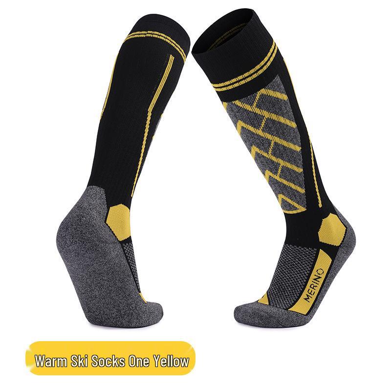 Merino Wool Knee-High Ski Socks: Thick, Warm, Non-Slip, Sweat-Absorbent for Men & Women.
