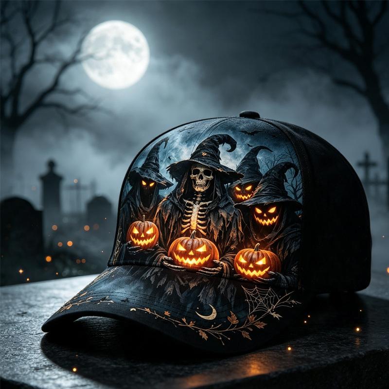 New Halloween themed baseball cap D digital printing ghost skull men's sunscreen hat
