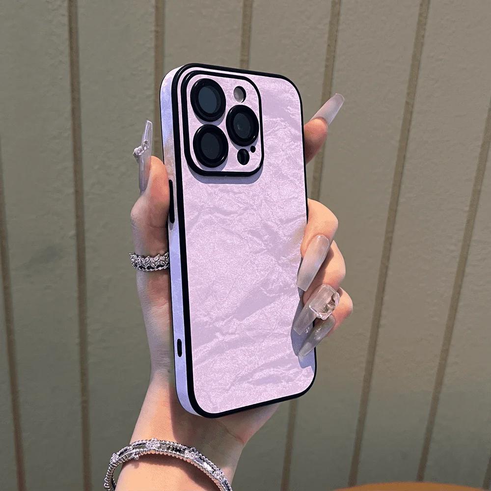 Weiche Silikonleder Schneemuster Handyhülle Für iPhone 11 12 13 14 15 16 Pro Max Plus Stoßfeste Bumper Abdeckung