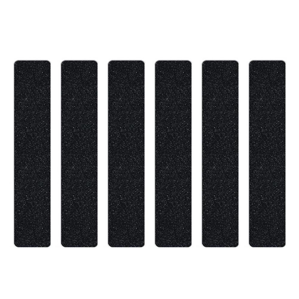 6Pcs Black Frosted Self‑Adhesive Stair Tread Mat Pre-Cut Waterproof Anti-Slip Stair Treads Self-Stick Wear-Resistant