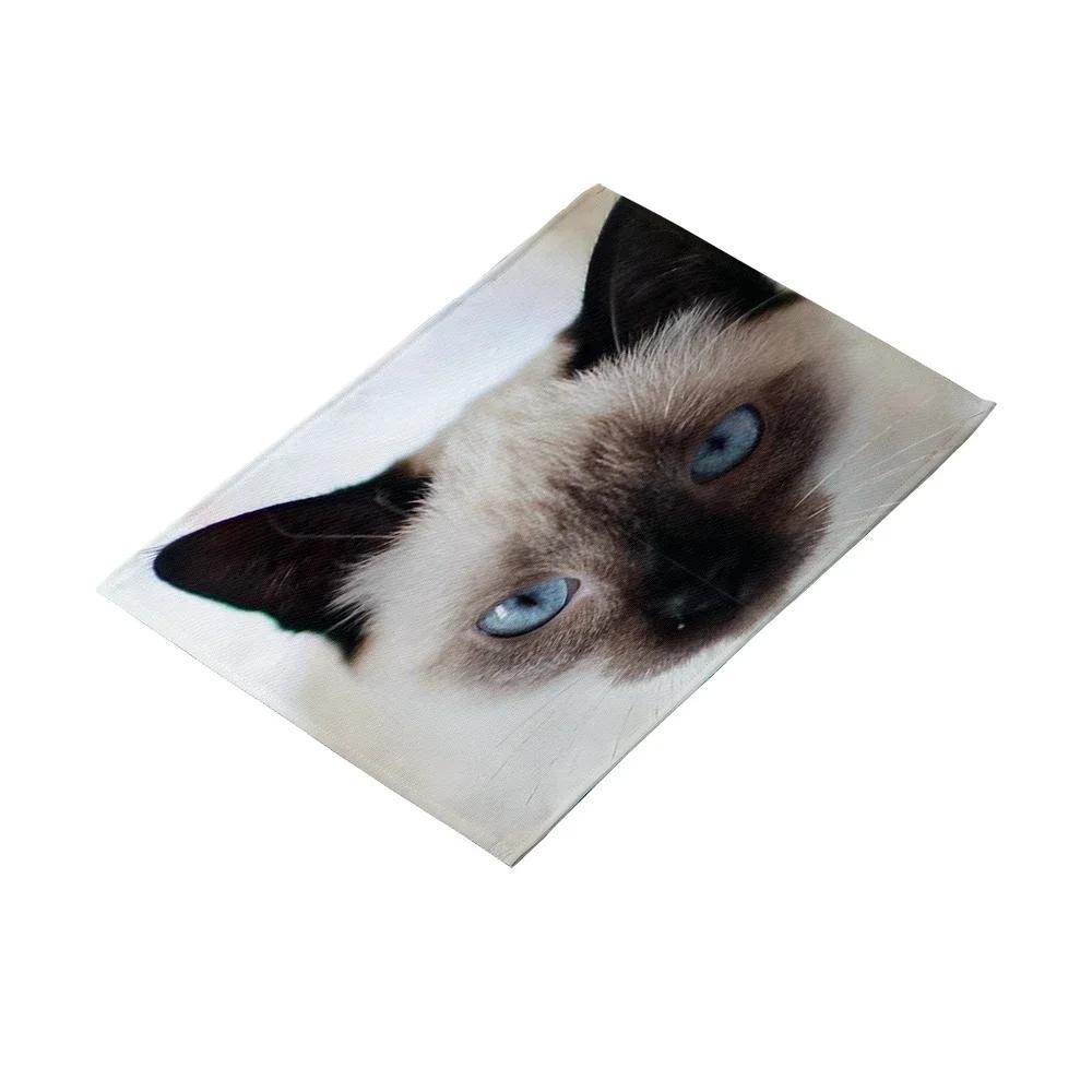 Tryckt Söt Kattansikte Bordstablett Halkfri Värmetålig Tvättbar Köksbord Tallrik Skål Underlägg Barnens Duk