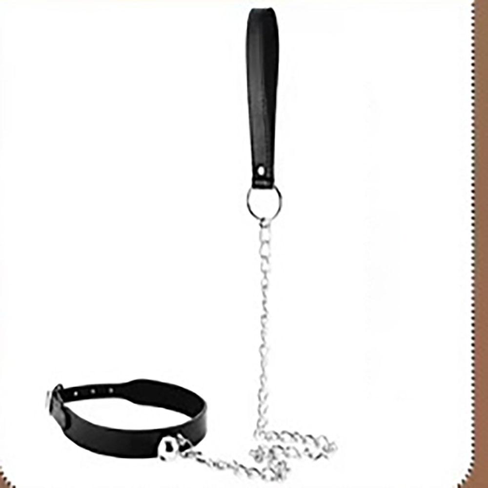 Adjustable Leather Neck Collar With Small Bell Decor Soft Skin Friendly Light Portable Interactive Accessory Easy To Clean