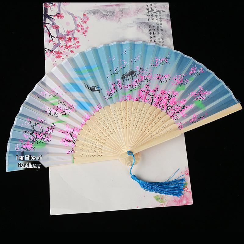 Ancient Style Chinese Hanfu Dance Fan: 6-Inch Single-Sided Folding Fan for Women