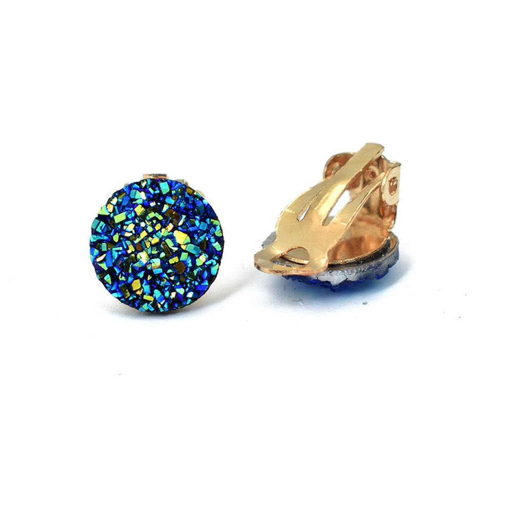 Female Jewelry Non Pierced Gold Ear Clip White Green Round Resin Cuff Earrings For Women Bijoux Femme