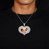 Custom Trendy Heart and Angel Wings Photo Necklace - Personalized DIY Pendant Jewelry