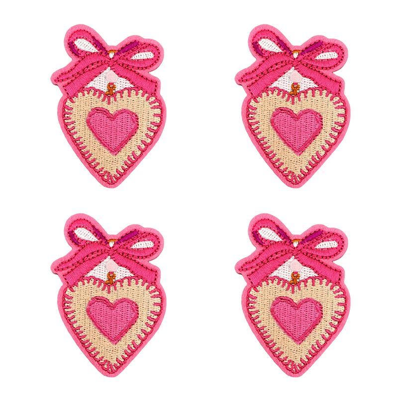 10PCS/lots Valentine's Day Embroidered Patches Pink Love Heart Patch Iron On Patches For Clothing Holiday Decoration Gift DIY