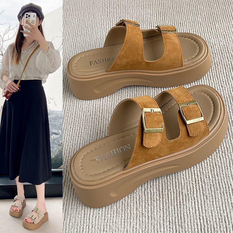 Damen Retro Sandalen mit weicher Sohle und einem Riemen - "Step on Shit" Outdoor Flats vom Influencer