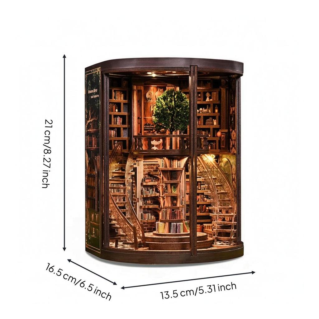 Bibliotheks-Vignette mit Licht DIY Holzbausatz Beleuchtete Miniatur für Bastler, Erwachsene,