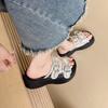 Summer new muffin thick-soled outer wear one-word slippers women's casual fashion with skirt beach sandals women's shoes