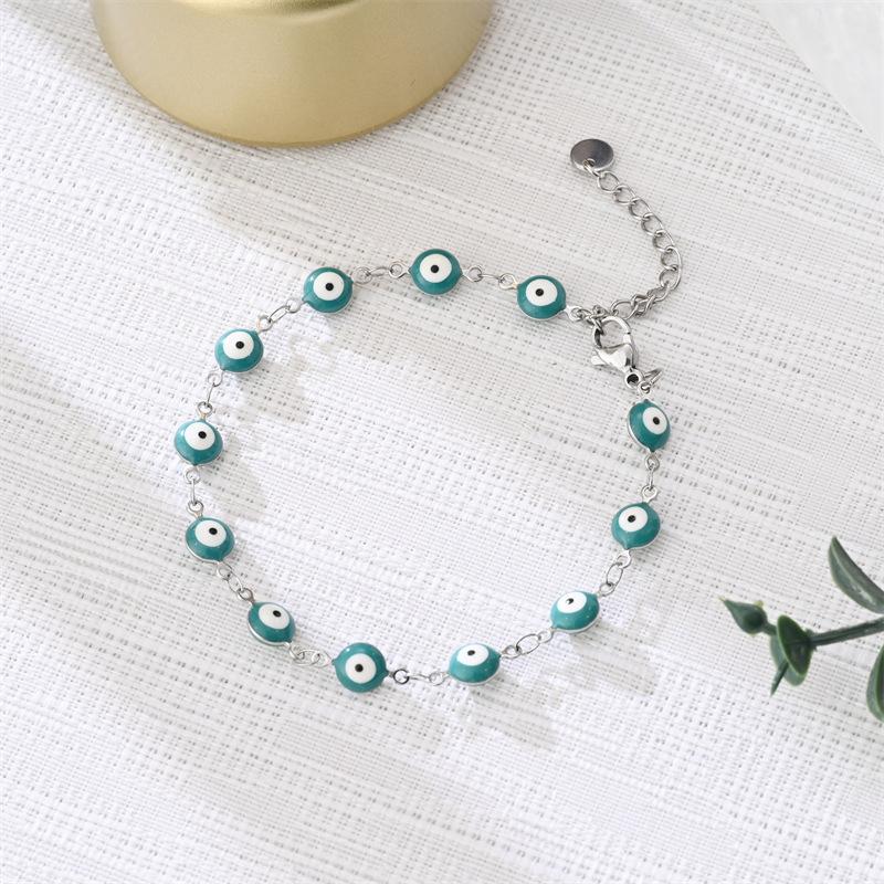 Devil s Eye Charm Bracelet for Women, Fashion Plated 18K Gold Stainless Steel Bracelet and Anklet