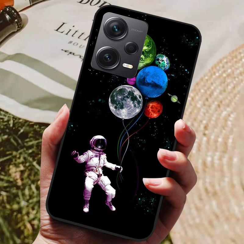 For Redmi Note 12 Pro 5G Case Note12 Covers Soft TPU Black Silicone Cover for Xiaomi Redmi Note 12 Pro+ 5G Plus Cartoon Painted