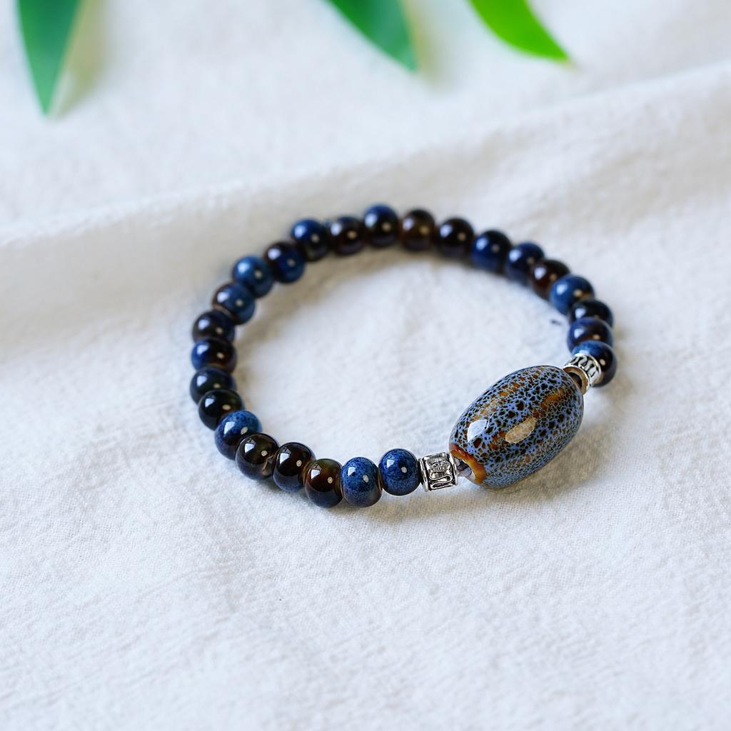 Literary Bracelet Maillard Color Jingdezhen Ceramic Bracelet Female Gift Student National Style Creative National Style Accessories