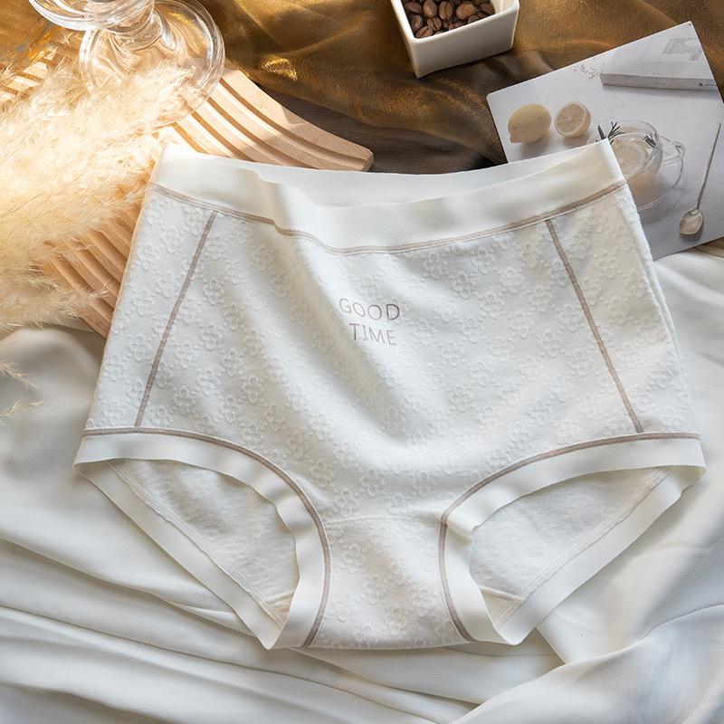 

Plus Size Female Summer Baby Cotton 7A Antibacterial Crotch Non Scar Breathable Mid Waist Triangle Briefs M белый