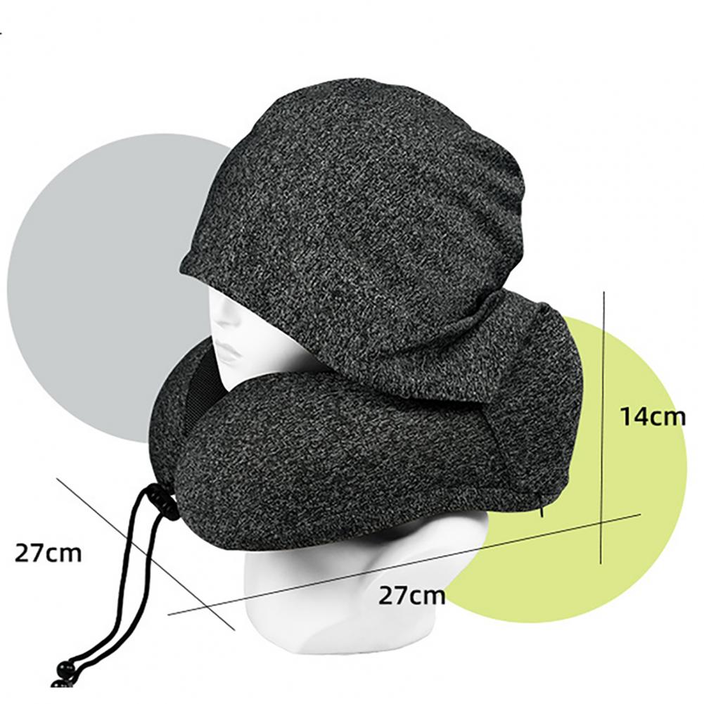Memory Foam U-shaped Pillow Removable Neck Head Support With Velvet Hoodie Neck Pillow Pain Relief For Trips Travel Car Driving