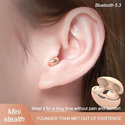 Mini-Bluetooth 5.3-Kopfhörer, echte kabellose, unsichtbare In-Ear-Kopfhörer, Gaming-HIFI-Stereo-Ohrhörer mit Rauschunterdrückung, 20 Stunden Musikzeit