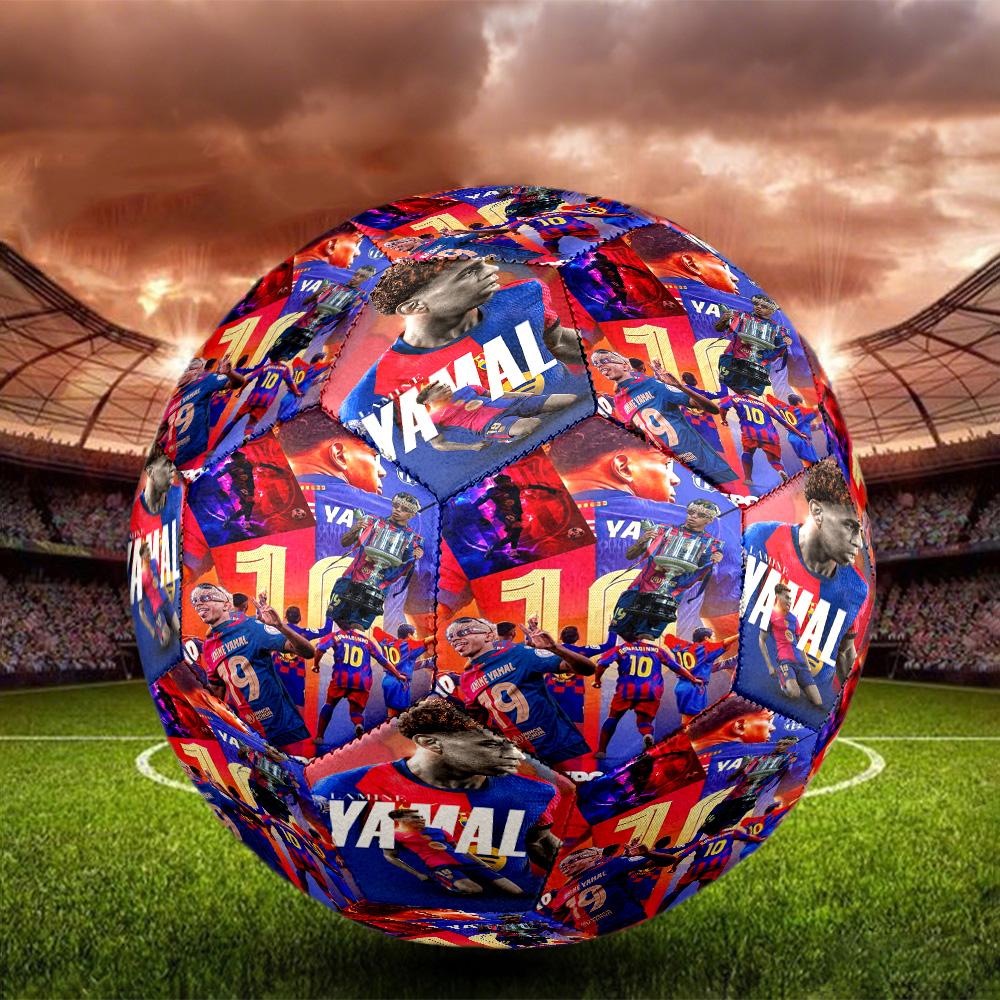 Lamine Yamal 19 Barcelona Celebration Moment Size 5 Football Machine-Stitched Indoor/Outdoor Training and Matches Ideal for Soccer Enthusiasts