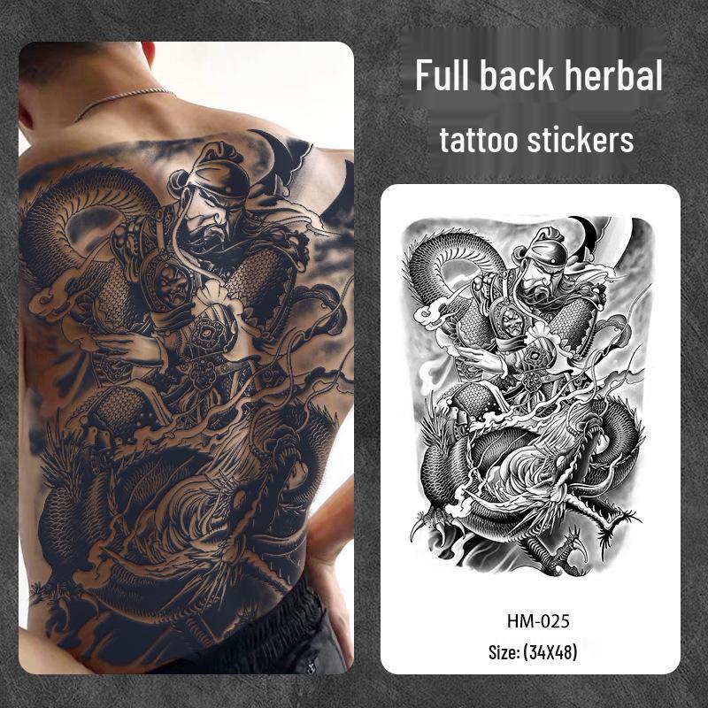 Wasserdichter semi-permanenter Vollrücken-Kräuter-Tattoo-Aufkleber - Langlebiges, realistisches Design für Männer und Frauen