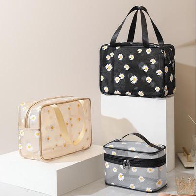 Mesh Flower Portable Toiletry and Cosmetic Travel Bag - Large Capacity for Bath, Skincare, and Swimming Essentials