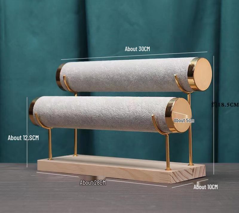 Velvet Jewelry Display Stand: Solid Wood, Single/Double Layer for Bracelets and Watches