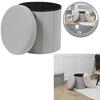 Olaf Foldable Pouffe, Gray, With Storage Compartment, Round, 38 Cm