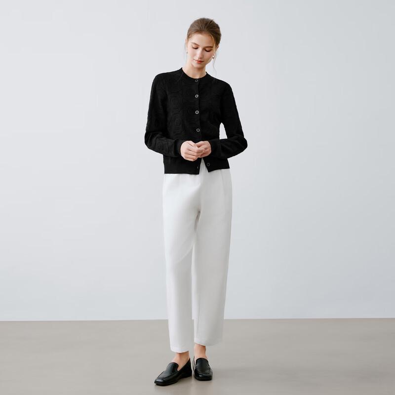 Elva' Island Women's Round Neck Long Sleeve Knit Cardigan