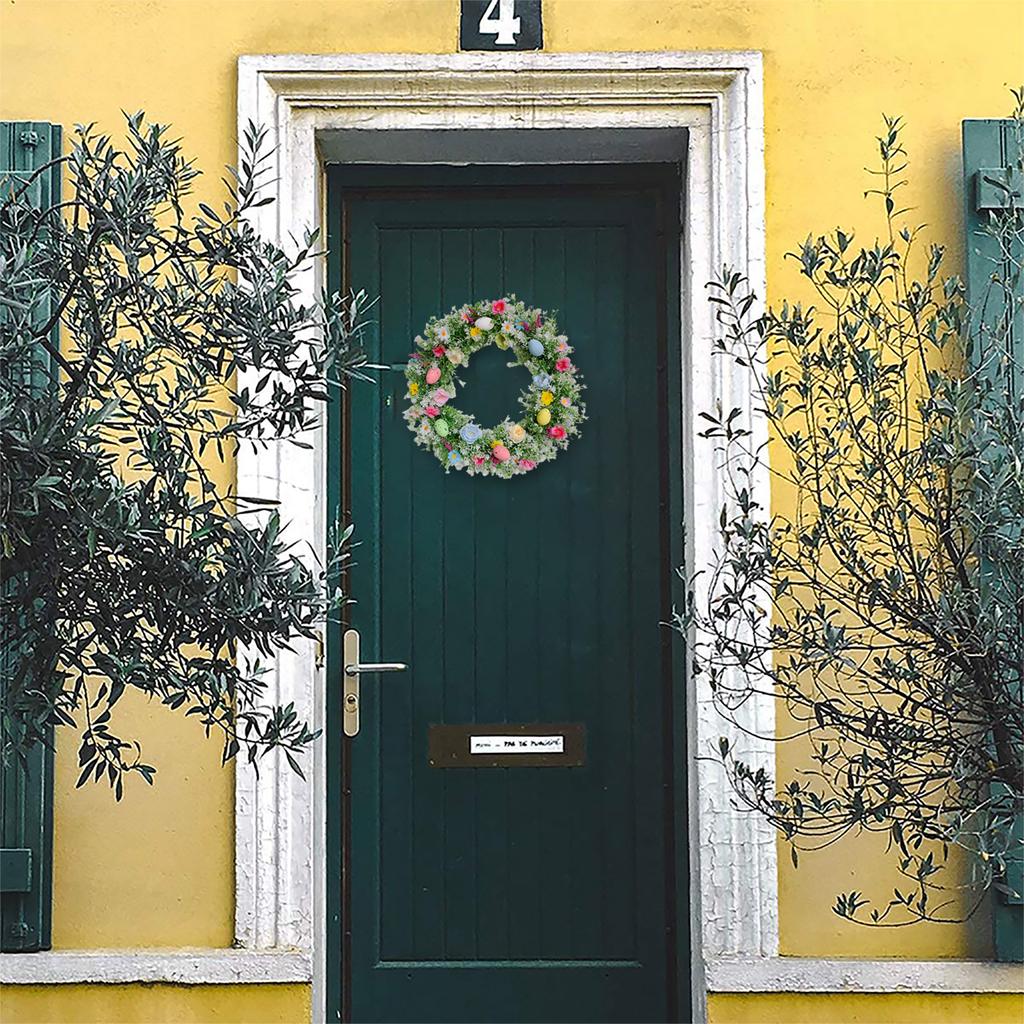 Decorative Flower Wreath with Wildflowers and Eggs Easters Garlands for Front Door Decoration Seasonal Accessories
