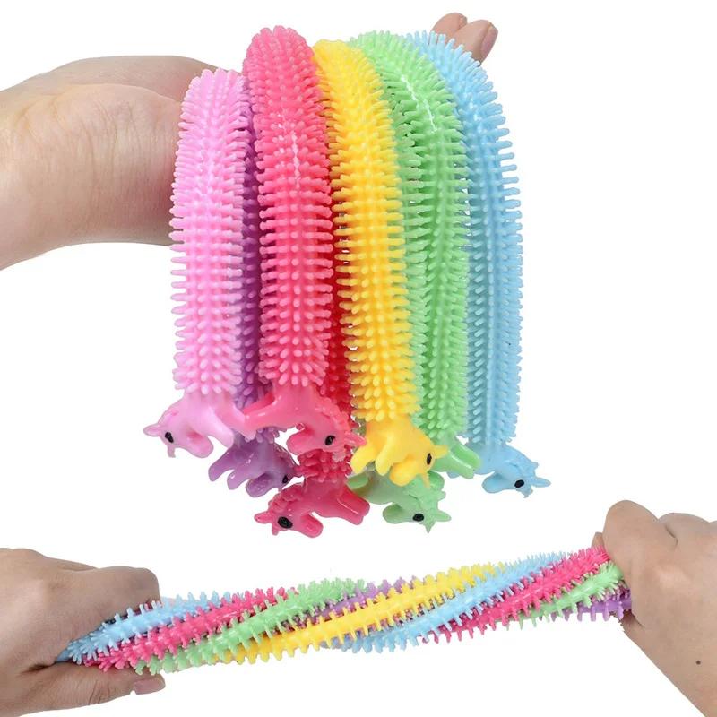 3/6Pcs Worm Noodle Stretch String Tpr Rope Counter Stress Toys String Fidgeting  Vent Toys Squishy For Kids Christmas Gifts