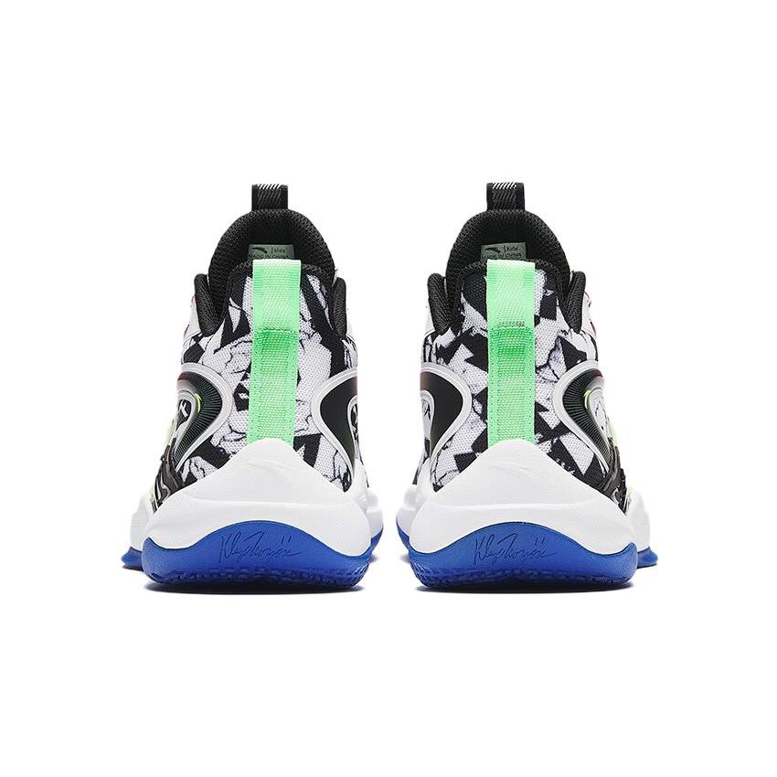 Anta Kids Round Toe Lace-Up Shock Absorbing Wear-Resistant Mid-Top Basketball Shoes Kids basketball shoes White Gray Black A312331133-6
