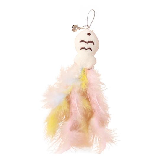 Cat Teaser Stick Interactive Cat Toy Fish Feather Teaser Cat Toy with Rotatable Base