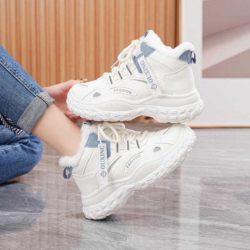 Winter new high-top cotton shoes student ins thick-soled velvet sports boots Q