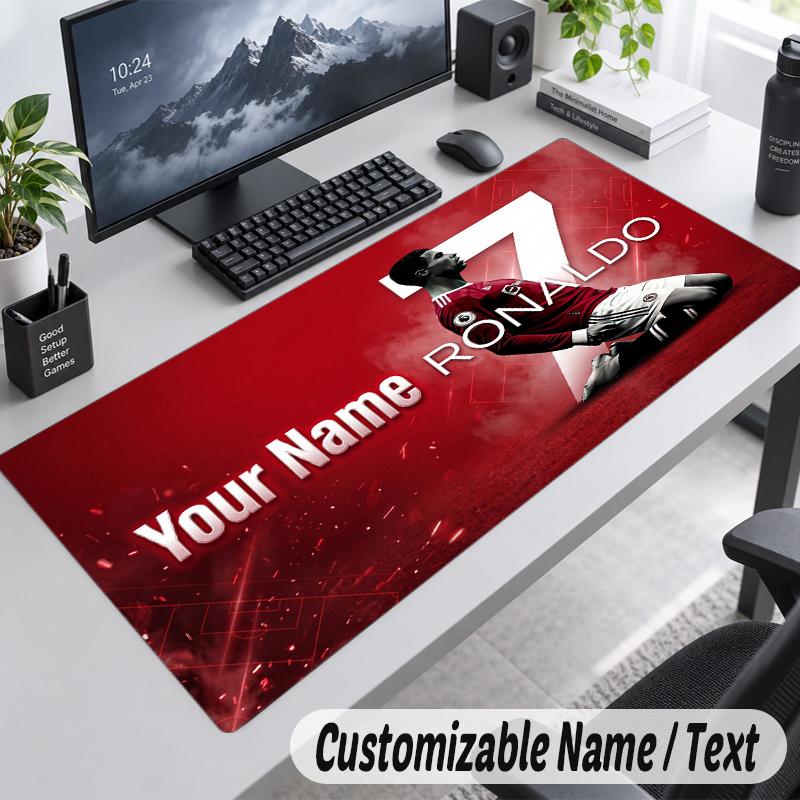 Custom Name Text Mouse Pad Cristiano Ronaldo Personalized Desk Pad For Work And Gaming