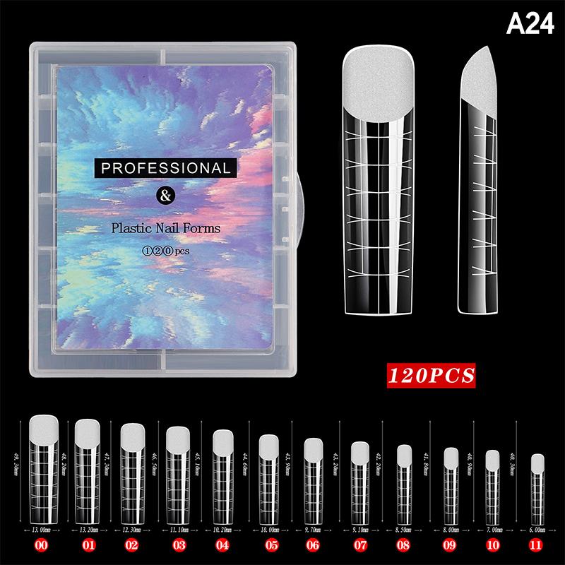 120 Pcs/Set Clear Dual Forms False Nails Full Cover Quick Building Gel Mold Tips Nail Extension Molds Upper Forms For Nails Tips