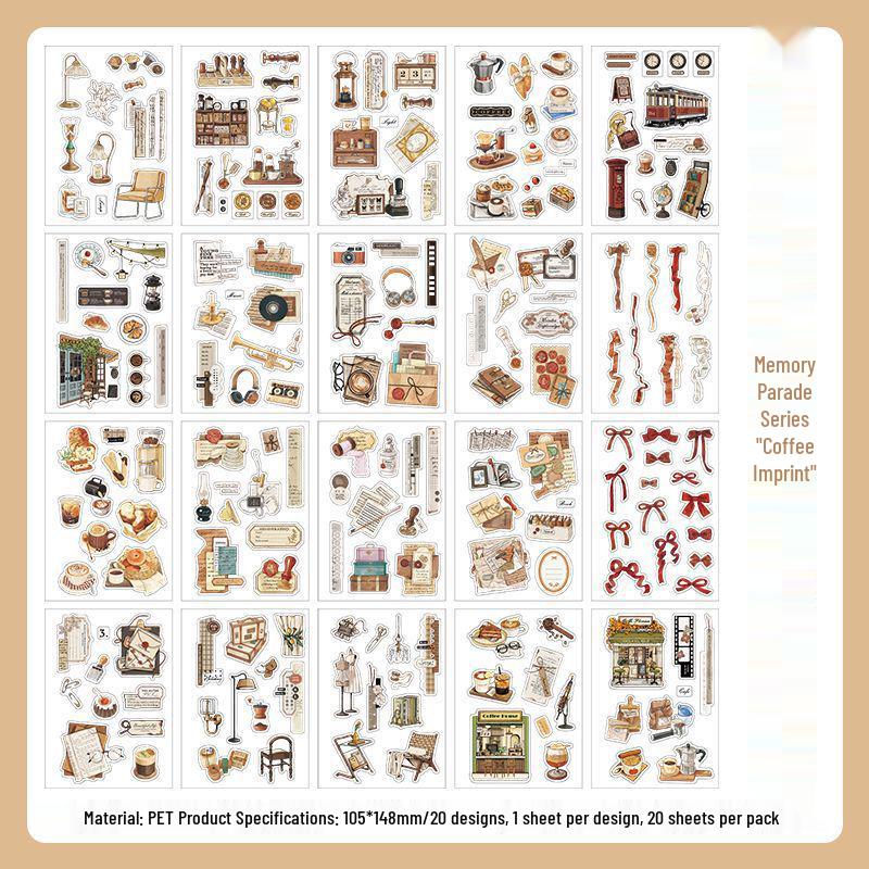 Infeel.Me Retro Plants & Flowers Die-cut PET Sticker Book for Journals